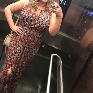 Bobeau Wrap Maxi Tank Dress Patterned size Large